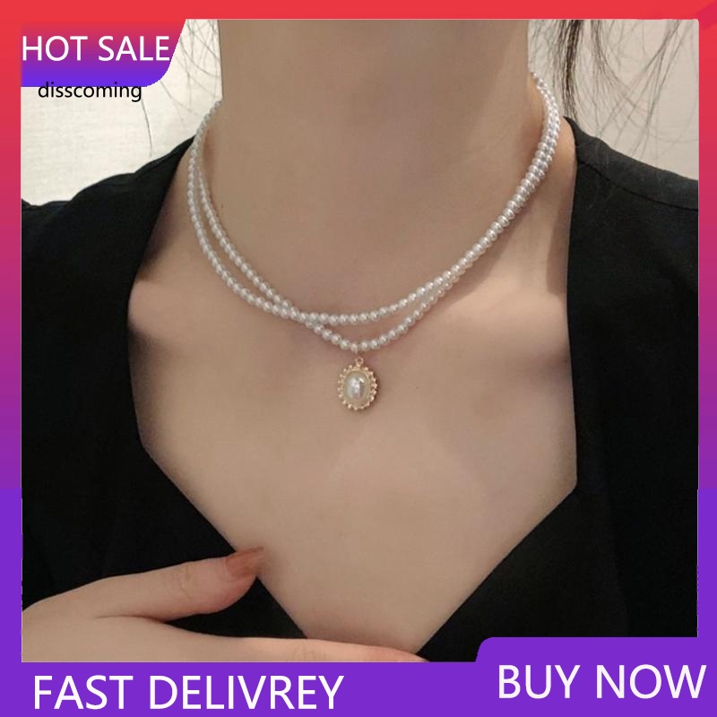 Băng Đô SL SL SL SL SL| Vòng cổ Hai Lớp Đính Ngọc Trai Phong Cách baroque Thời Trang Cho Nữ