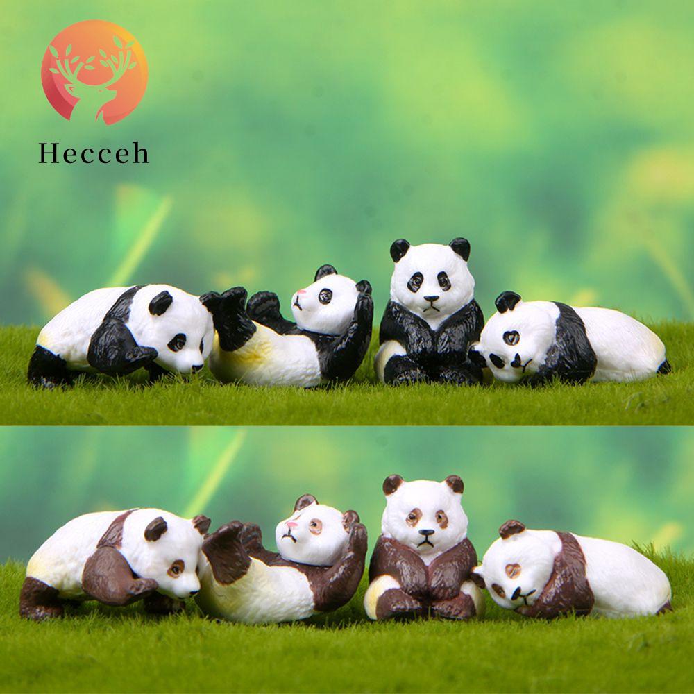 HECCEH Bộ 4 Mô Hình Gấu Trúc Thu Nhỏ Trang Trí Vườn Mới