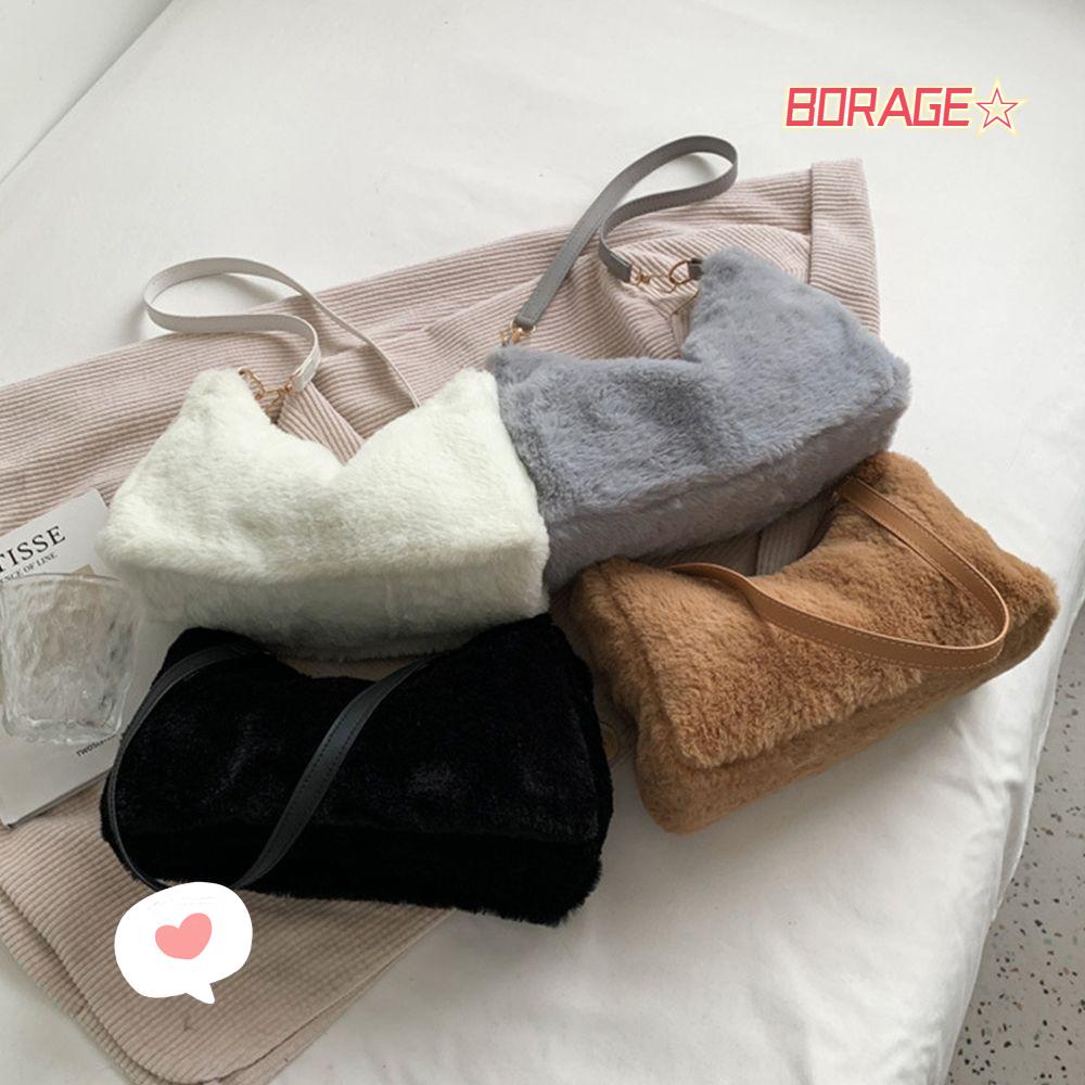 BORAG Túi Xách Lông Xù Xinh Xắn Thời Trang Cho Nữ