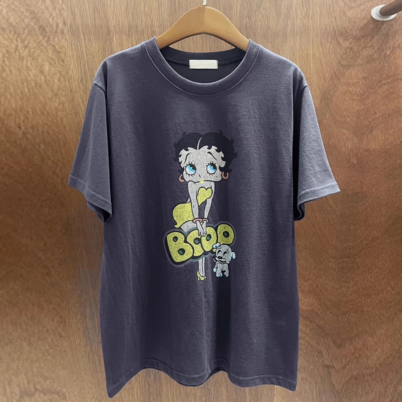 Áo Thun Cotton Tay Ngắn In Hình Cún BOOP Betty Phong Cách Hàn Quốc Mới Cho Nữ