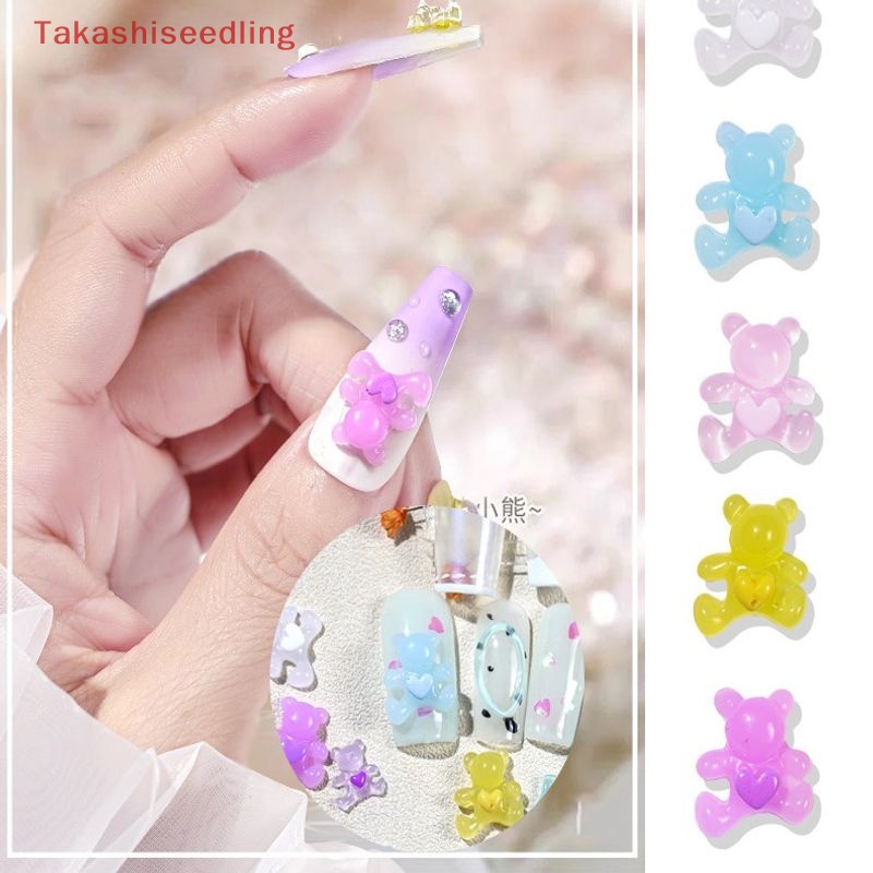 Hộp 12 Ngăn Đựng Hạt Cườm 3D Hình Gấu Nhiều Màu Dễ Thương Trang Trí Móng Nghệ Thuật DIY