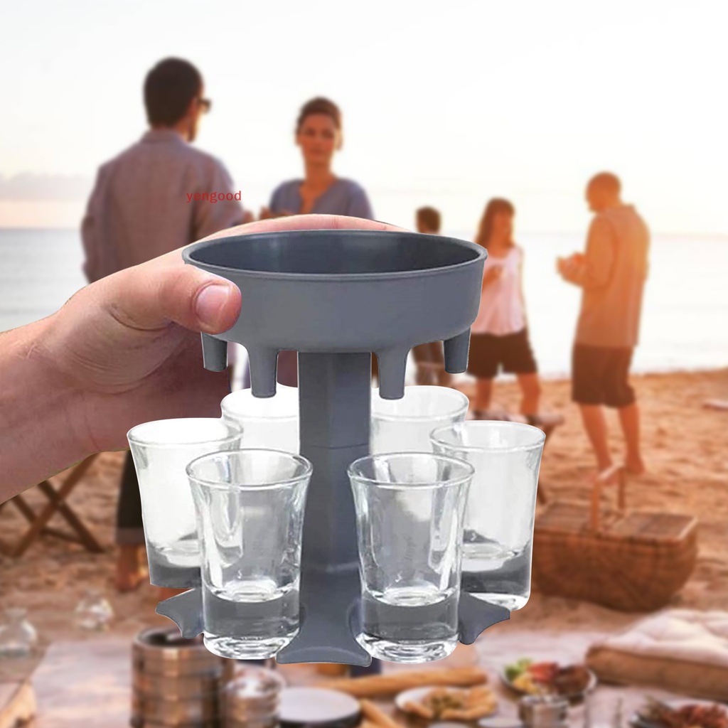 Giá Đỡ Bình Nước 6 Ngăn Bằng Thủy Tinh Tiện Dụng Cho Các Bữa Tiệc