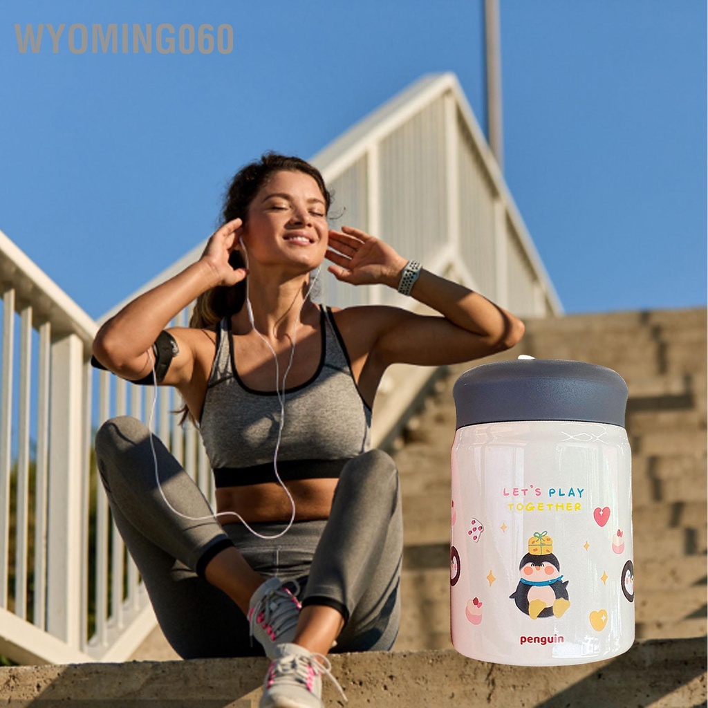 Wyoming060 Bình đựng thức ăn chân không cách nhiệt bằng thép gỉ 320ml có nắp đậy cho chai di động hoạt hình ngoài trời