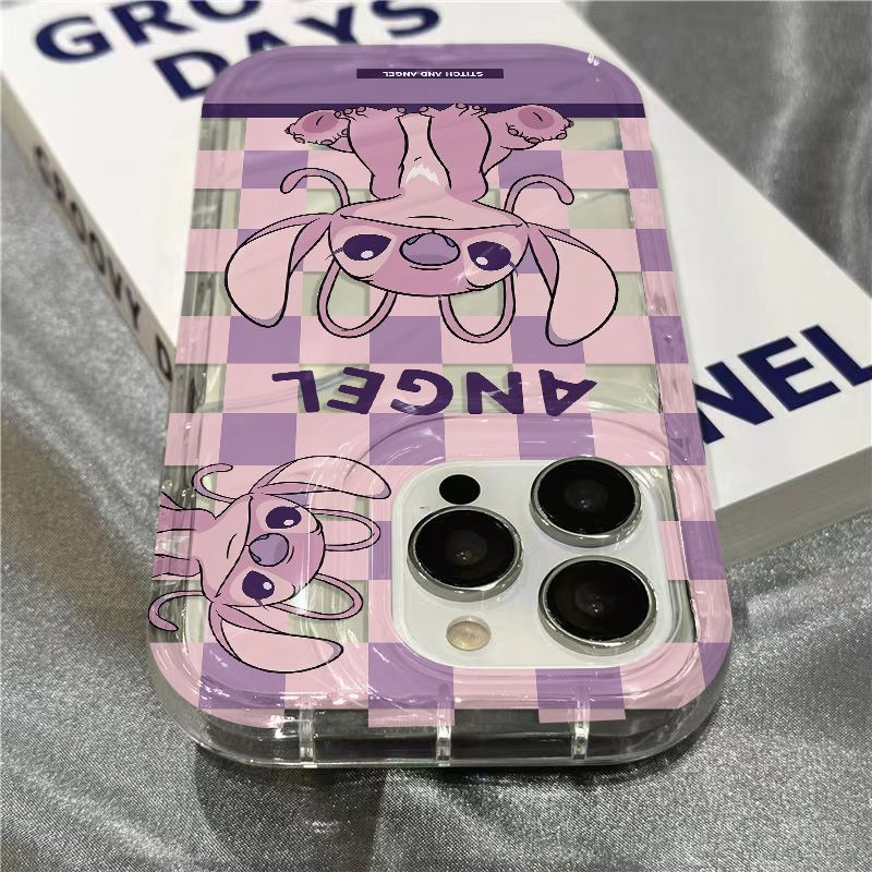 Ốp Điện Thoại Mềm Trong Suốt In Hình Stitch Màu Hồng Cho Iphone 8 / 14Promax11 Xr / cute plus 13127