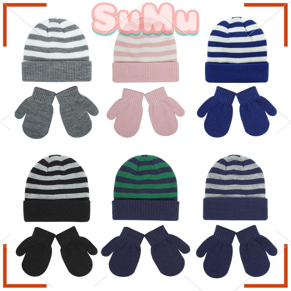 SUMU Bộ Găng Tay + Mũ + Găng Tay Giữ Ấm Dễ Thương Cho Bé