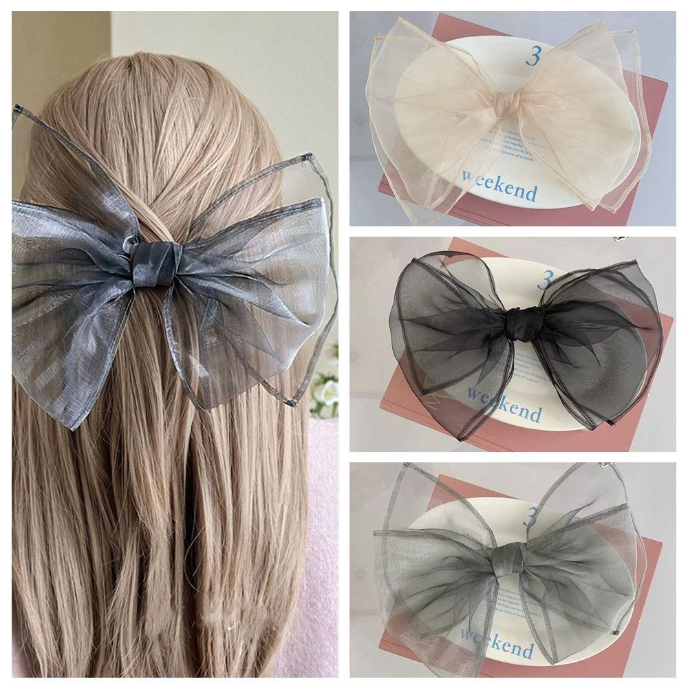 Kẹp Tóc Nơ Lưới Đính Đá Thời Trang Dự Tiệc Giá Đỡ