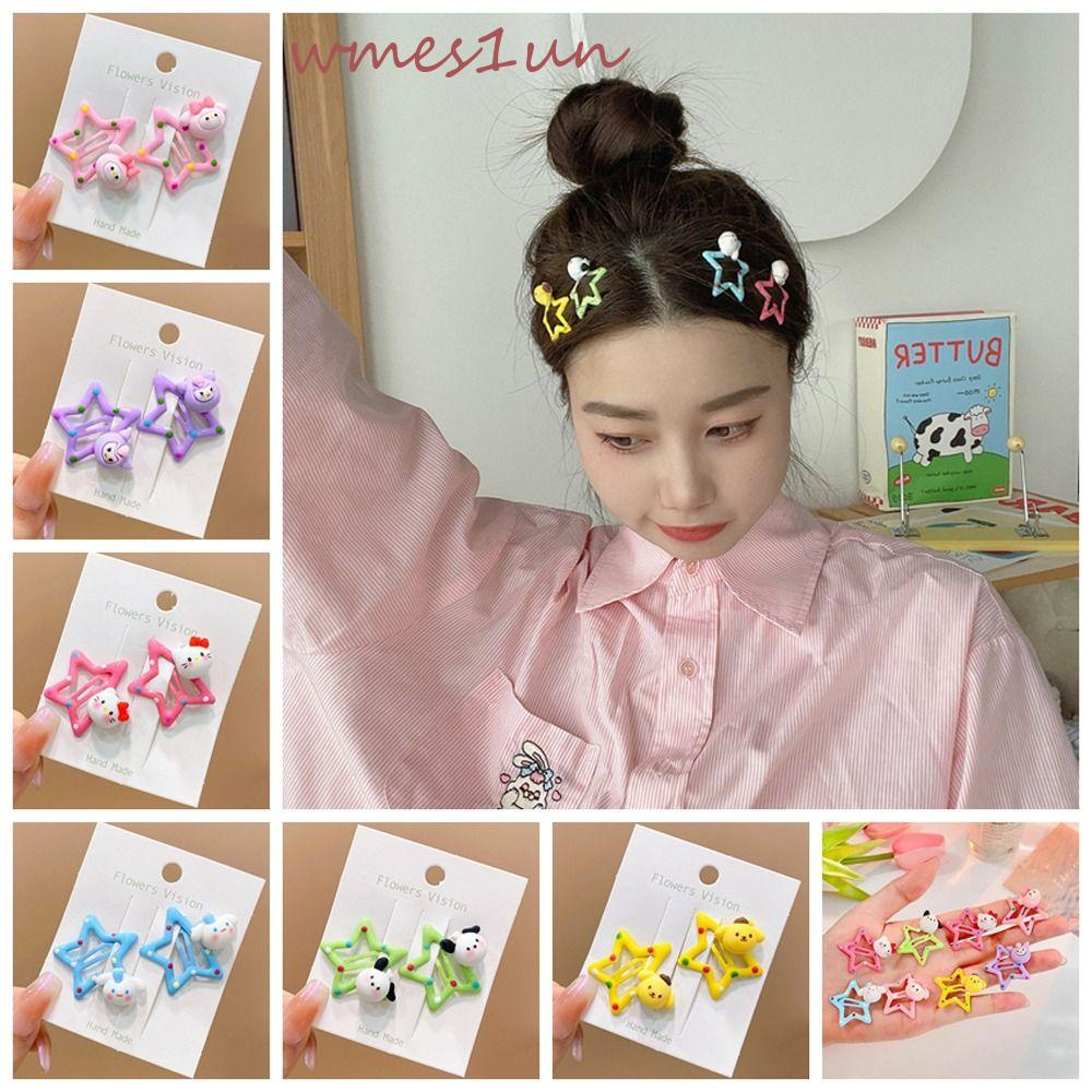 Kẹp Tóc Hình Mèo / Ngôi Sao / Chấm Bi 15H Xinh Xắn Cho Nữ