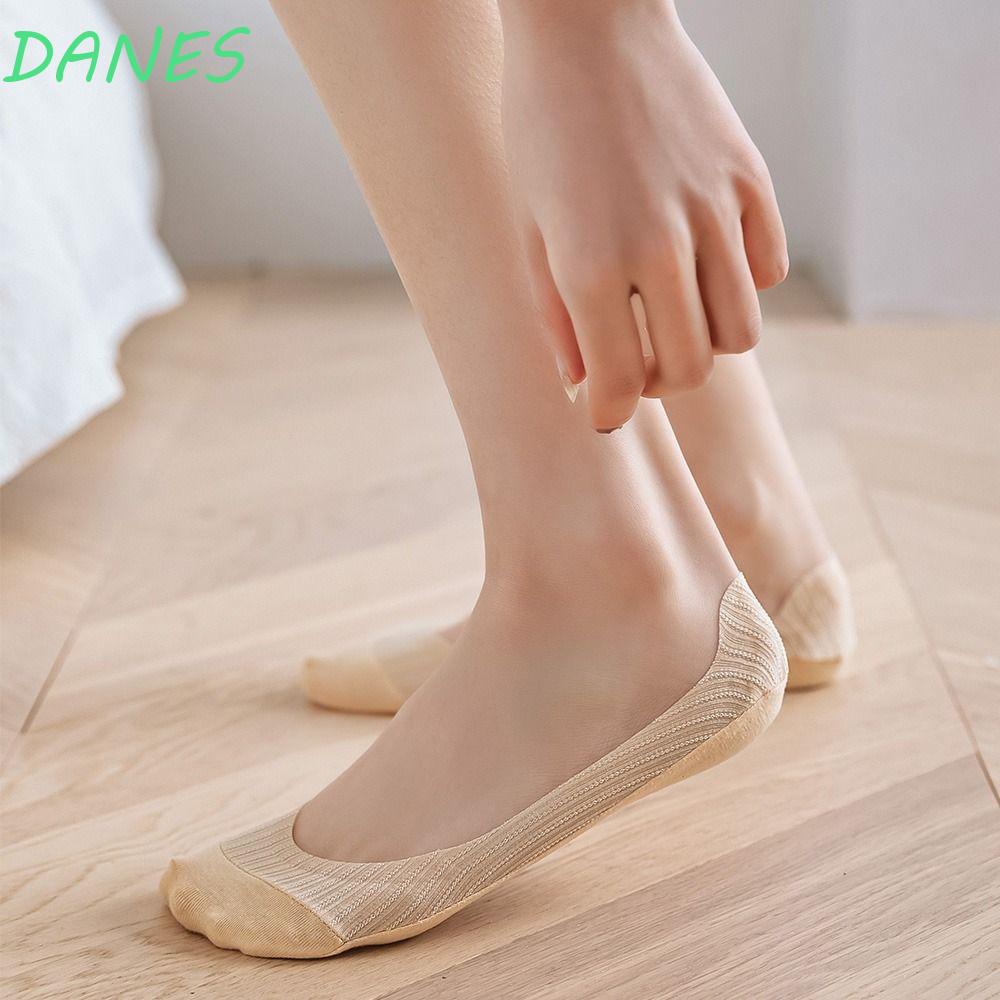 DANES Vớ Thuyền Tàng Hình Bằng Silicone Lụa Lạnh Thoáng Khí Thấm Hút Mồ Hôi Chống Ma Sát Thời Trang Mùa Hè