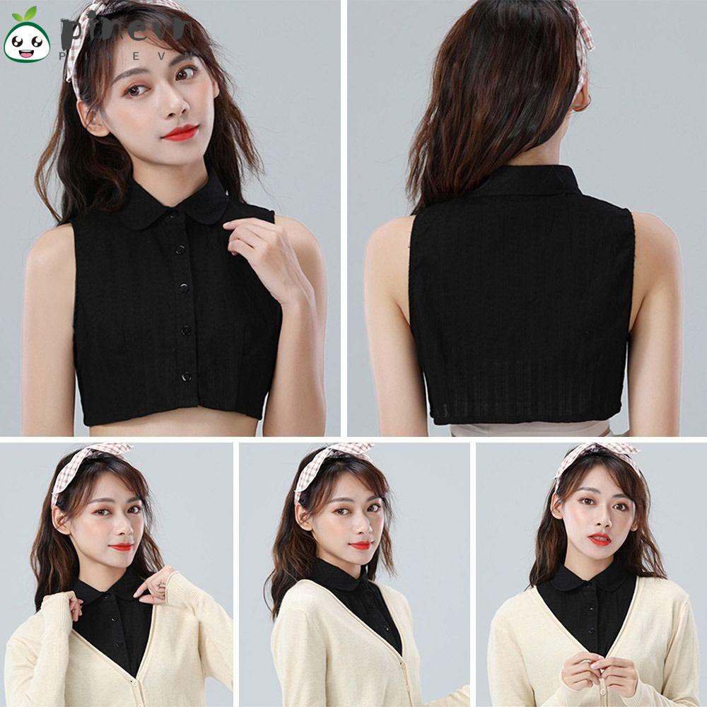 PINEVN Cổ Áo Sơ Mi Giả Bằng Vải Lanh Cotton Thời Trang