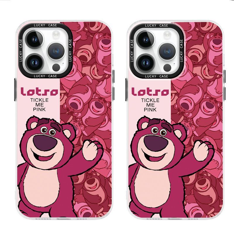 Ốp Điện Thoại IMD Màu Laser Hình Gấu Hồng Cho Iphonexr12678Plus 1314 promax