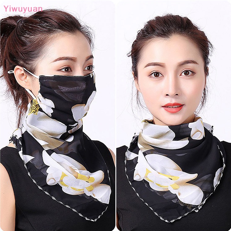 1 Khẩu Trang Yiwuyuan > Khăn Choàng Lụa Chống Nắng Chống Bụi Có Móc Tai Dùng Khi Chạy Xe Đạp Ngoài Trời Cho Nữ