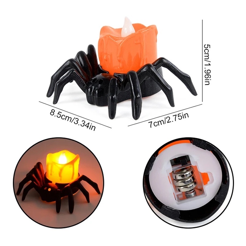 Đèn LED Hình Quả Bí Ngô / Nhện / Nến Điện Tử Không Lửa Trang Trí Tiệc Halloween