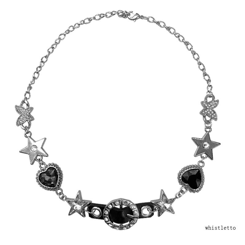 Vòng Cổ Choker Ngắn Mặt Trái Tim Và Ngôi Sao Đính Đá Thời Trang Dành Cho Nữ Whi Y2K