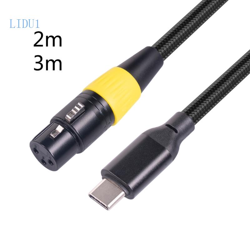 Dây Cáp LIDU1 3 Lõi XLR Female Sang USB-C Male Cho Máy Tính Notebook Dynamic Microphone Type-C XLR