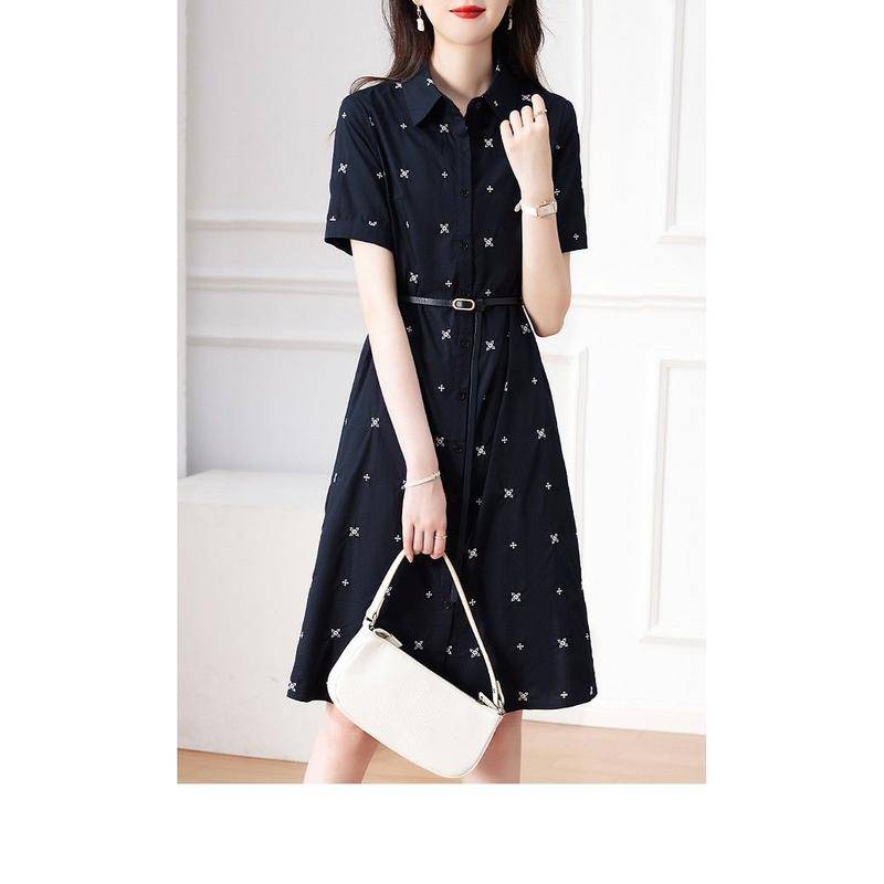 Đầm Đen Dáng Ôm In Họa Tiết Phong Cách Pháp Thời Trang Mùa Hè 2023 Cho Nữ 50KG-100KG 4XL 5XL