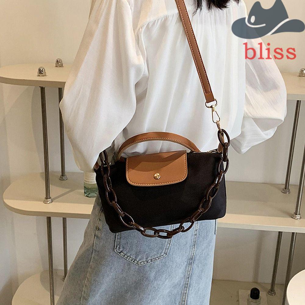 Túi Xách Da PU Nylon Sức Chứa Lớn Phối Dây Xích Đeo Vai Sành Điệu Cho Nữ