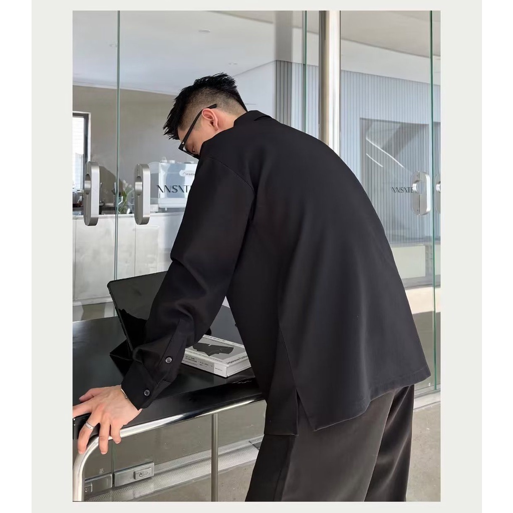 Áo Sơ Mi Nam Dài Tay Dáng Rộng Phong Cách Doanh Nhân Cá Tính