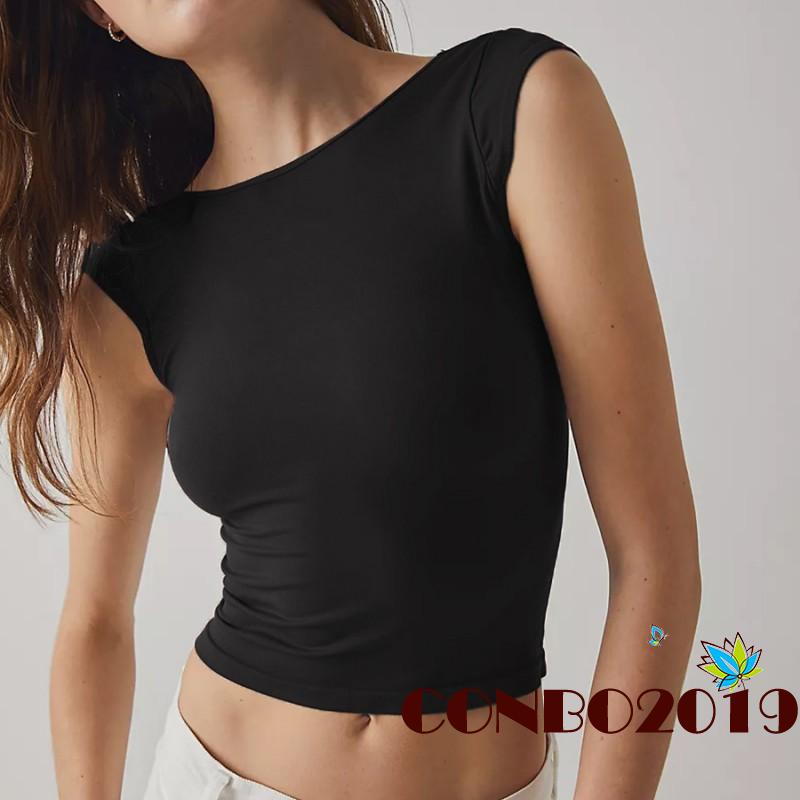 Áo Thun Crop Top Tay Ngắn Cổ Tròn Màu Sắc Đơn Giản Cho Nữ