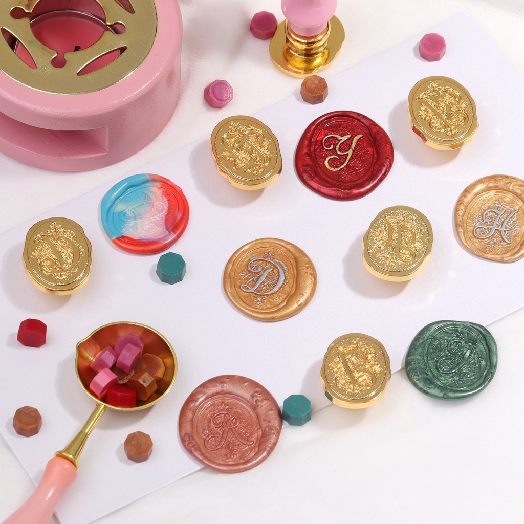 26 chữ cái AZ Vintage Wax Seal Thư Vintage Craft Seal Phong bì Wedding Card Clip