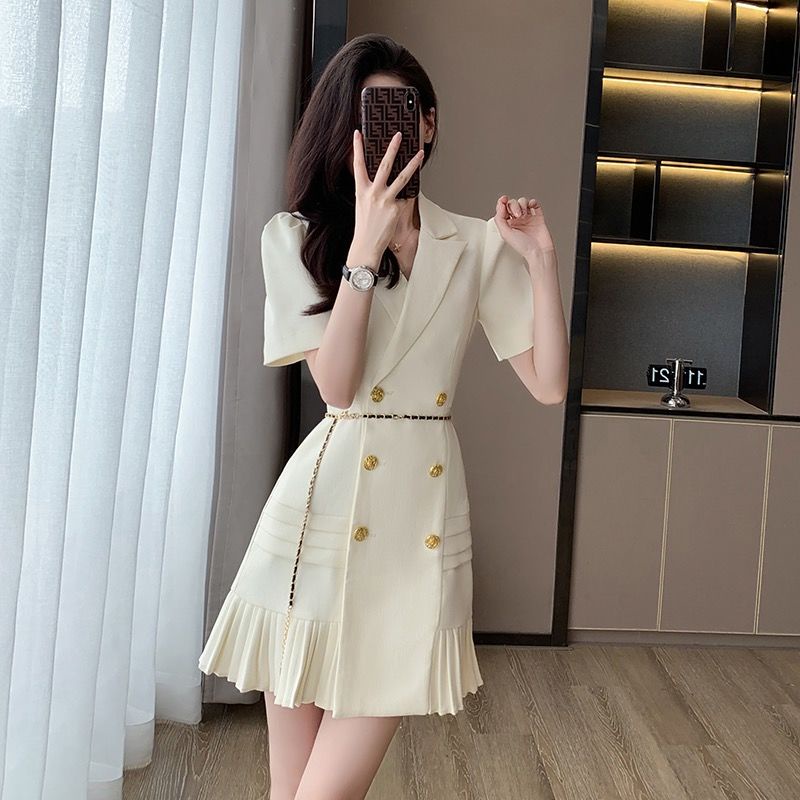 Đầm Nữ Thiết Kế Xếp Ly Phong Cách Pháp Thời Trang Hè 2023 Sang Trọng