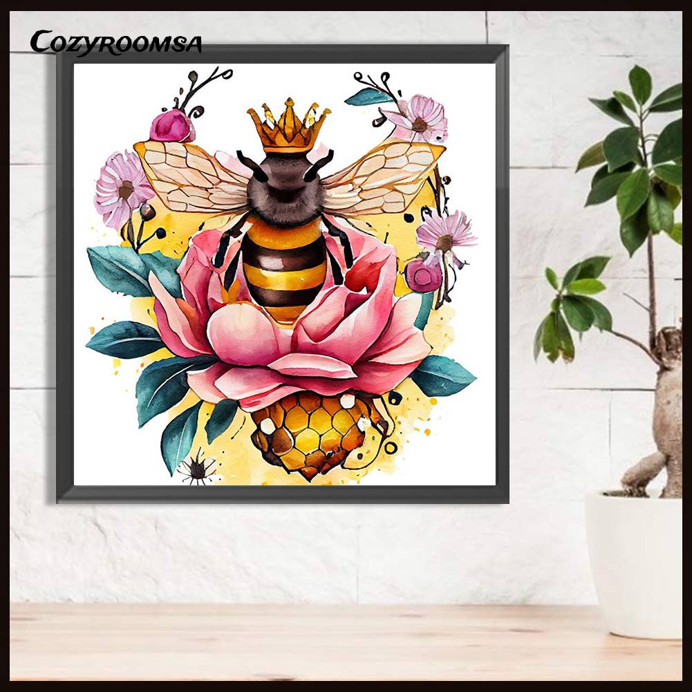 Tranh Đính Đá Kim Cương Toàn Bộ 5D DIY Hình Vẽ Hoa Và Ong