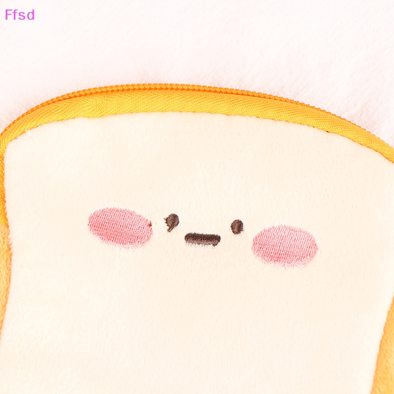 {Ffsd} Ví Đựng Tiền Xu / Tai Nghe / Chìa Khóa Bằng Lông Nhung Hình Bánh Mì Hoạt Hình Có Khóa Kéo Làm Quà