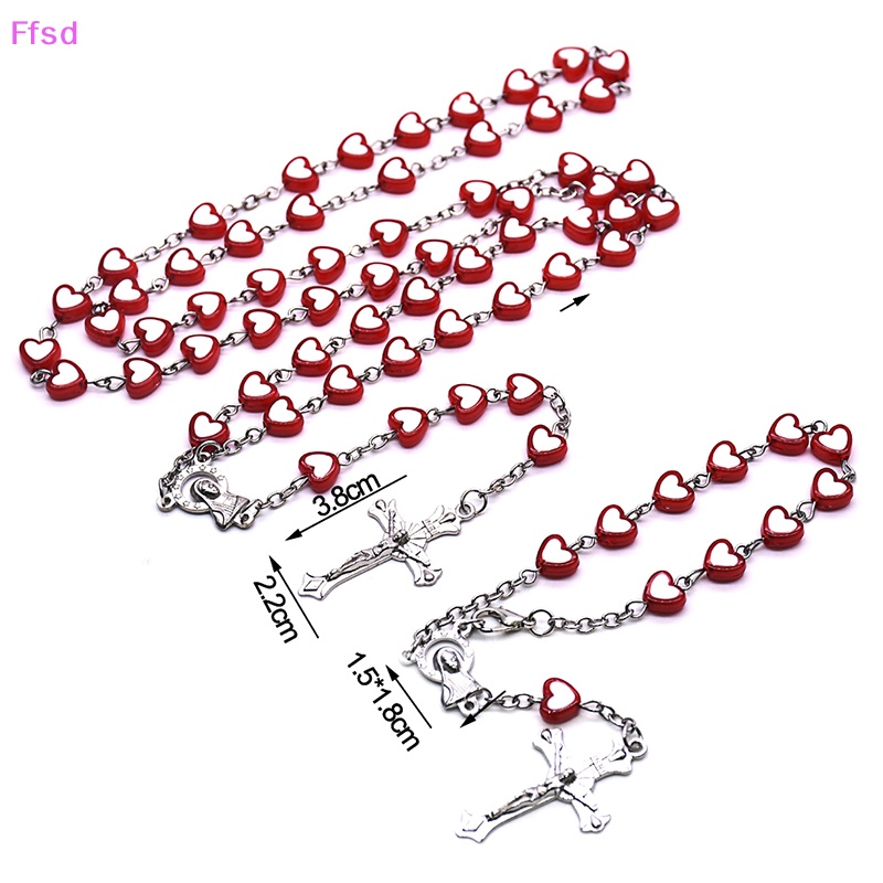 {Ffsd} Dây Chuyền Mặt Thánh Giá / Trái Tim Đỏ / Chúa Jesus Thời Trang Làm Quà Tặng Cho Nữ