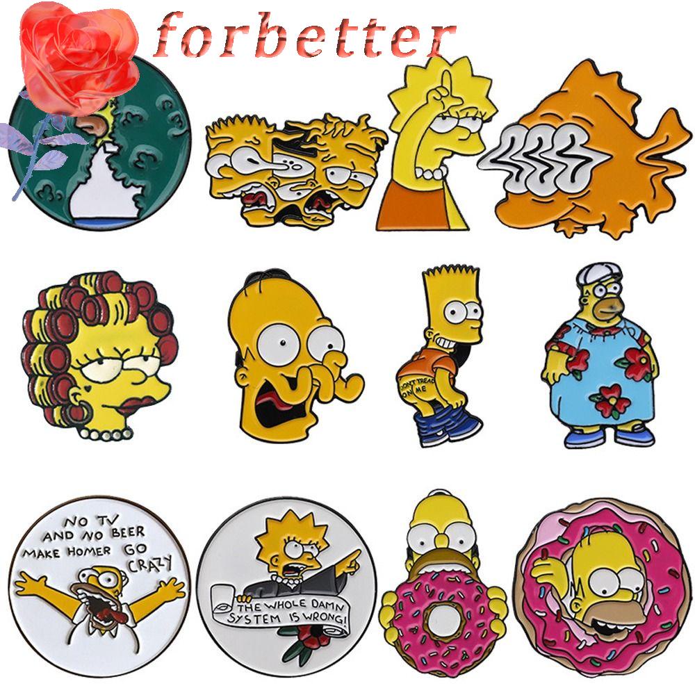 FORBETTER Ghim Cài Áo Bằng Hợp Kim Tráng Men Hình Simpson Dễ Thương