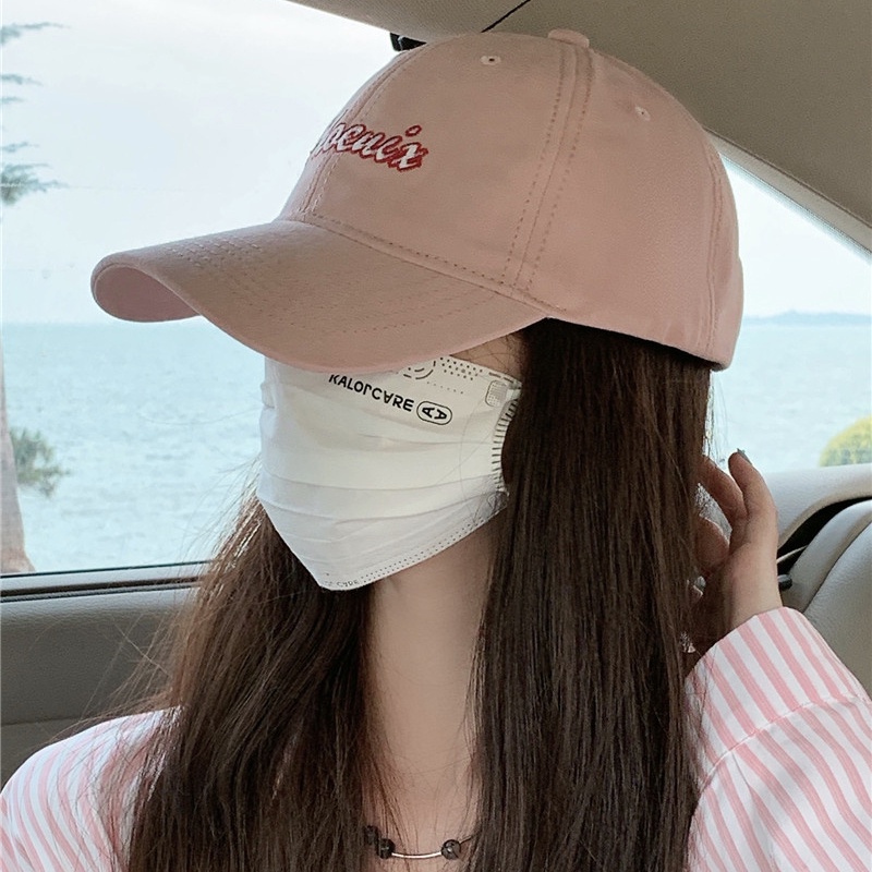 Mũ Lưỡi Trai Màu Hồng Thêu Chữ Phong Cách Nhật Bản Thời Trang Mùa Hè Cho Nữ