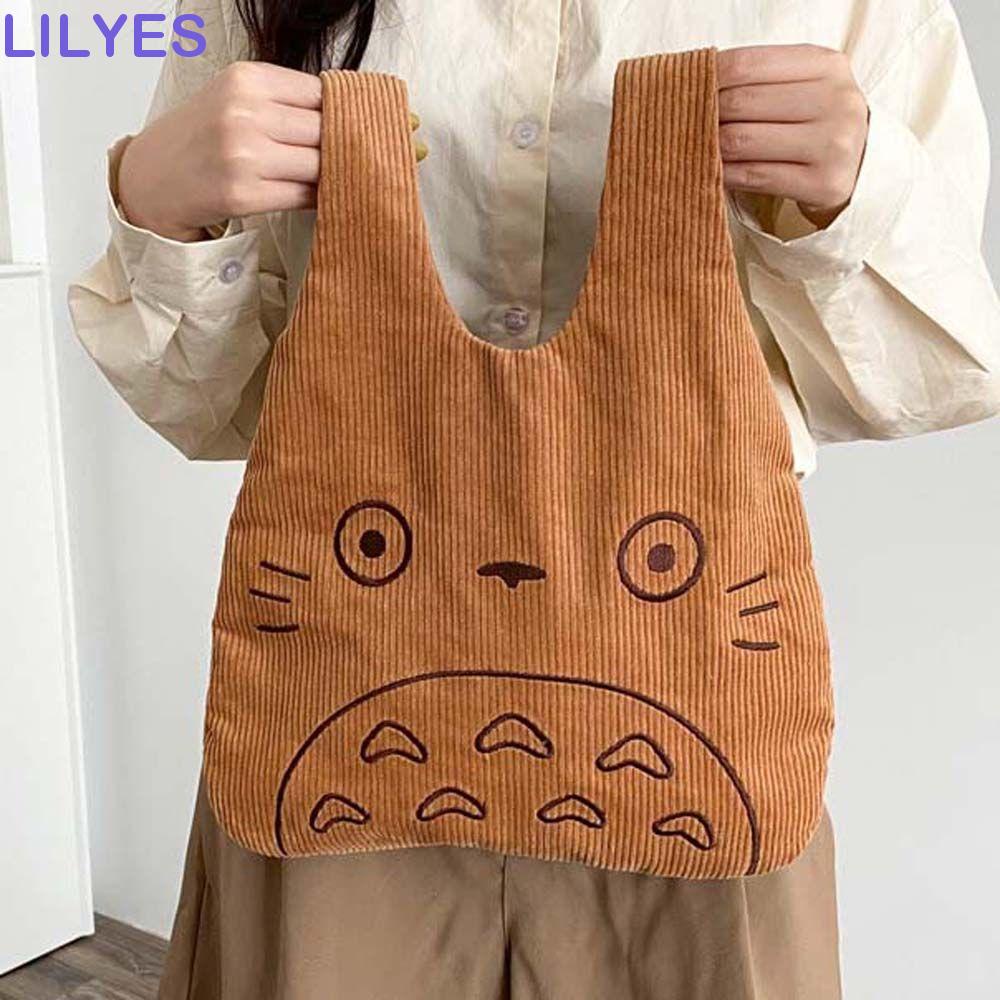 LILYES Túi Đeo Vai Vải Nhung Cỡ Lớn In Hoạt Hình Dễ Thương Cho Nữ