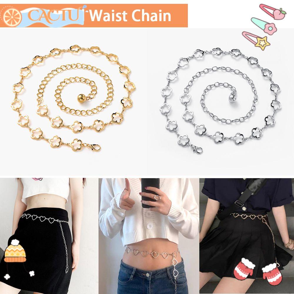 CACTU Thắt Lưng Dây Xích Khóa Kim Loại Phong Cách Hip Hop Cho Nữ