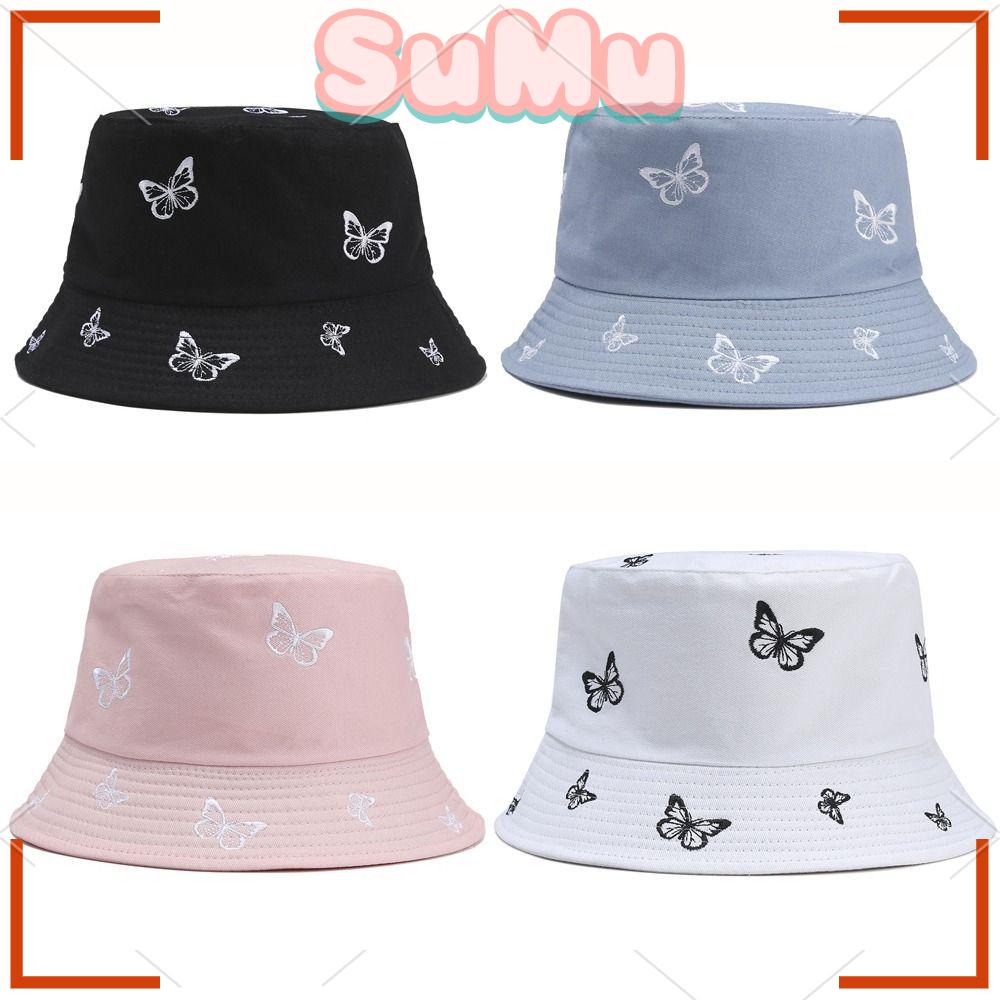 SUMU Nón Tai Bèo Thêu Hình Bướm Thời Trang Sành Điệu