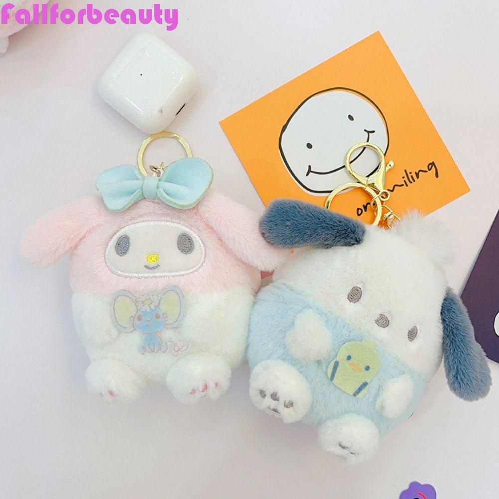 FALLFORBEAUTY Móc Khóa Hình Mèo Hoạt Hình Nhồi Bông Xinh Xắn