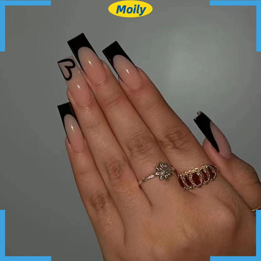 MOILYVN Bộ 24 Móng Tay Giả Hình Trái Tim