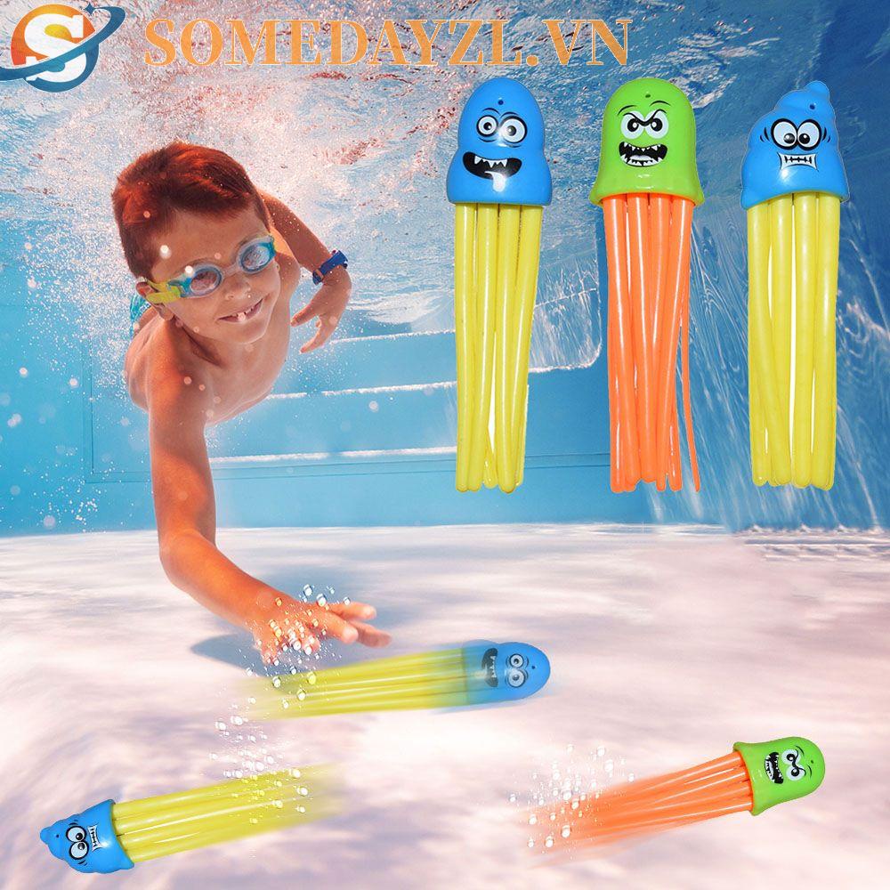 SOMEDAYZL Bộ 3 Đồ Chơi Hình Bạch Tuộc Tập Bơi Lặn Dưới Nước Vui Nhộn Cho Bé