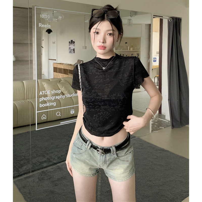 Áo Thun Tay Ngắn Phối Lưới Mỏng Thời Trang Mùa Hè Cá Tính