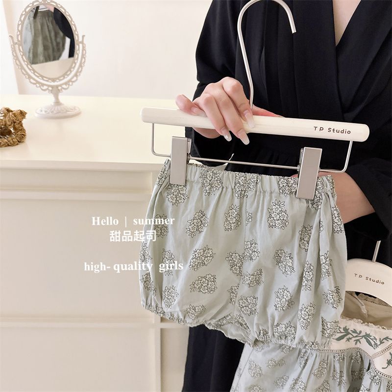 Set Đồ Mùa Hè Gồm Áo Tay Cộc Thêu Hoa Lê Dễ Thương Phong Cách Hàn Quốc Cho Bé Gái