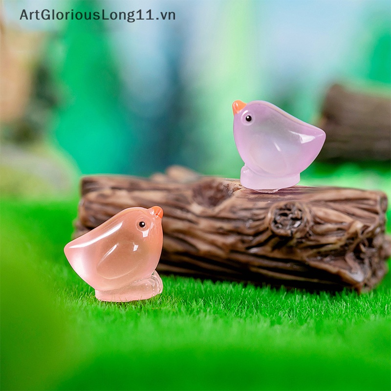 Set 1 / 5 Chú Gà Con Mini Bằng Nhựa Resin Màu Vàng Dạ Quang Trang Trí Bảng Điều Khiển Xe Hơi DIY