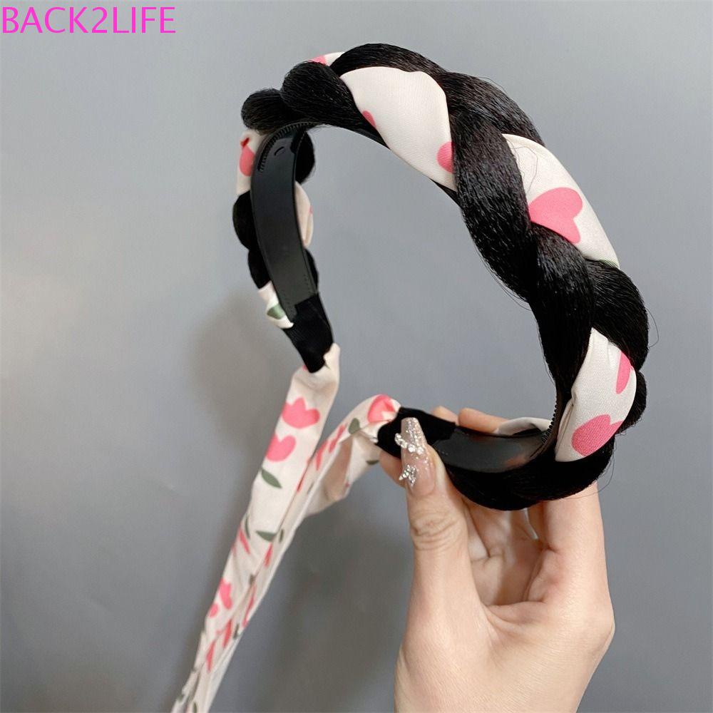 BACK2LIFE Băng Đô Tóc Giả Thắt Bím Màu Nâu Tự Nhiên Dễ Thương Dành Cho Nữ