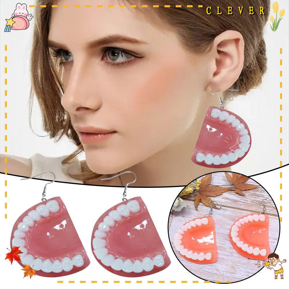 CLEVER 1 Đôi Bông Tai Răng Nhựa Thay Thế Phong Cách Punk Mới