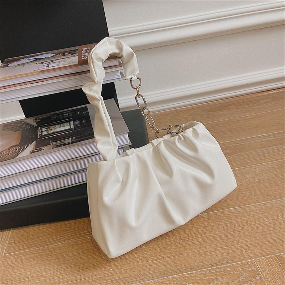 SOFTNESS Túi Đeo Vai / Kẹp Nách Bằng Da PU Màu Trơn Sức Chứa Lớn Cho Nữ