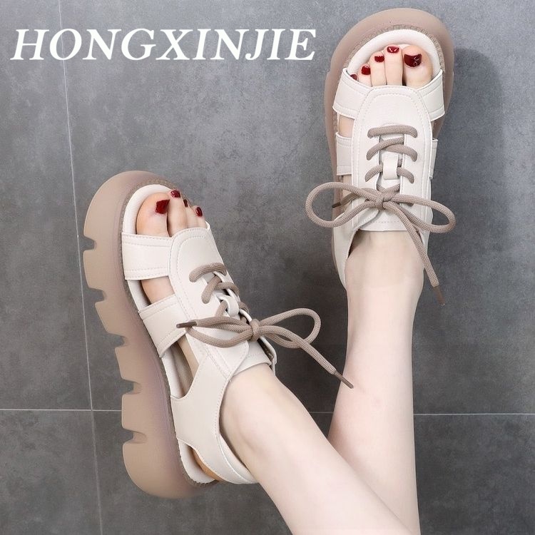 HONGXINJIE dép sandal nữ dép quai hậu nữ 2023NEW Phong cách cao cấp của các đường phố thời trang retro 070407