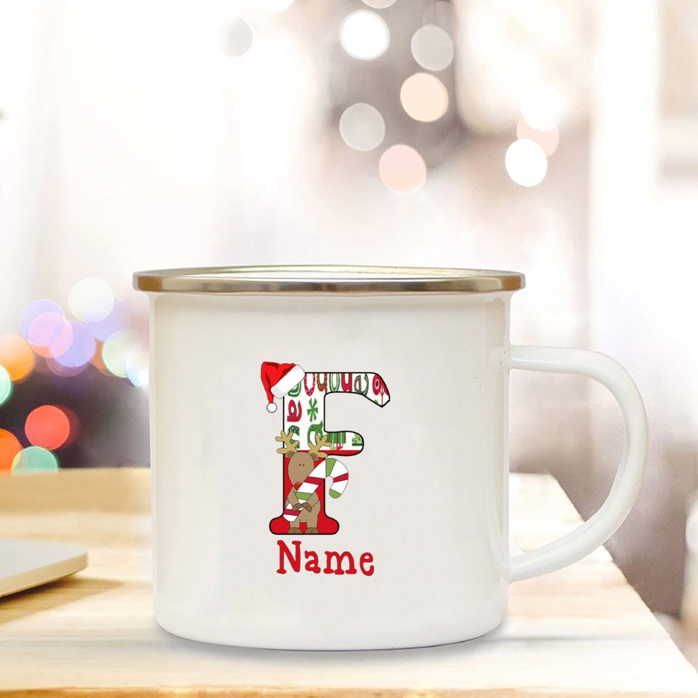 Cốc Cà Phê Bằng Thép Không Gỉ Tráng Men 26 Ngăn In Tên Tùy Chỉnh Cá Nhân Dịp Giáng Sinh