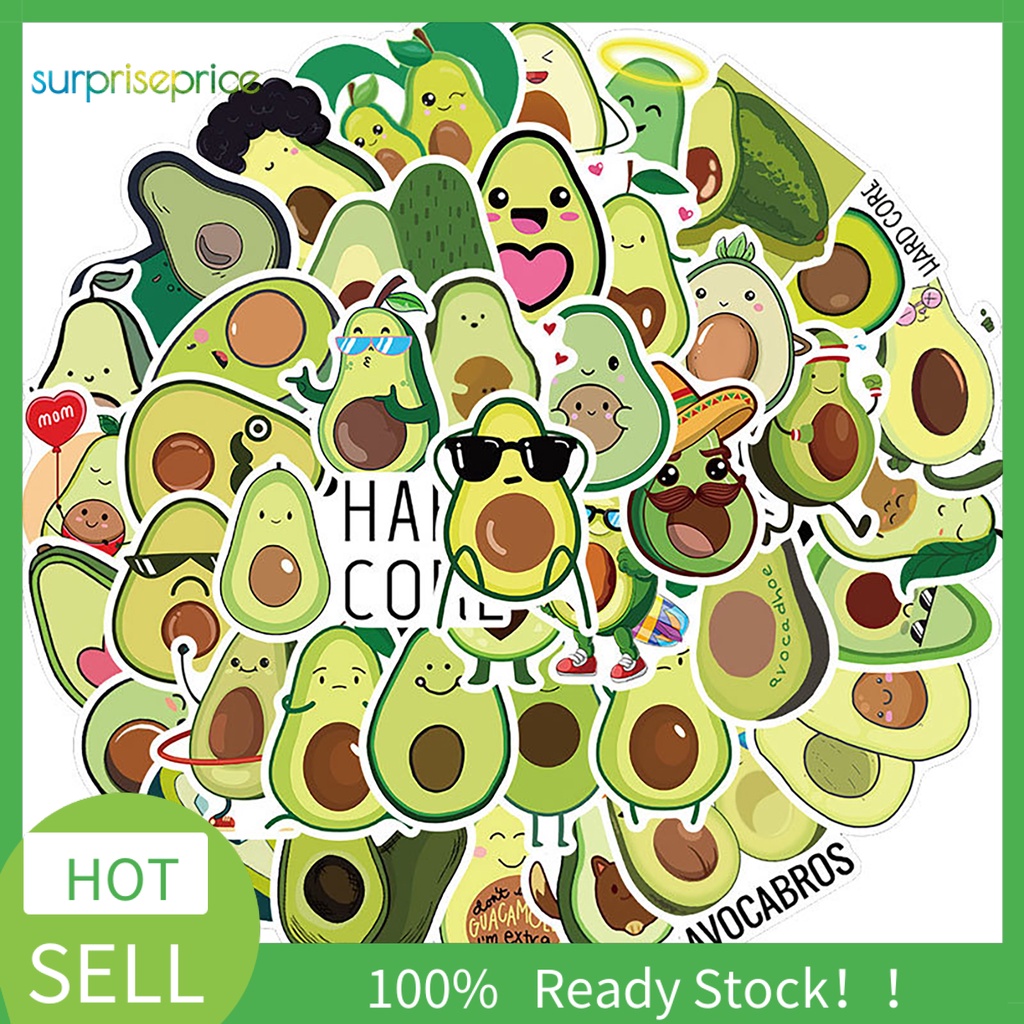 Set 50 Miếng Dán PVC Họa Tiết Trái Cây Hoạt Hình Vui Nhộn Trang Trí Vali / Máy Tính