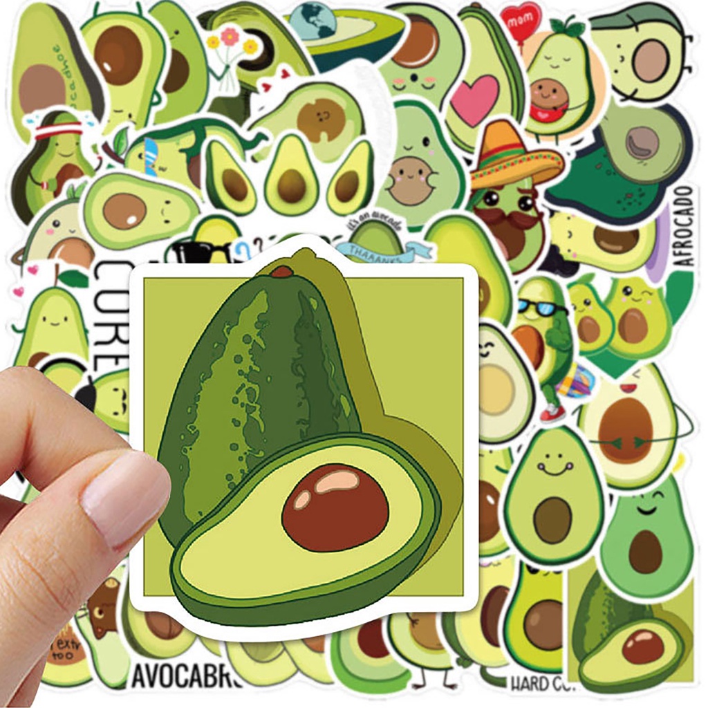 Set 50 Miếng Dán PVC Họa Tiết Trái Cây Hoạt Hình Vui Nhộn Trang Trí Vali / Máy Tính