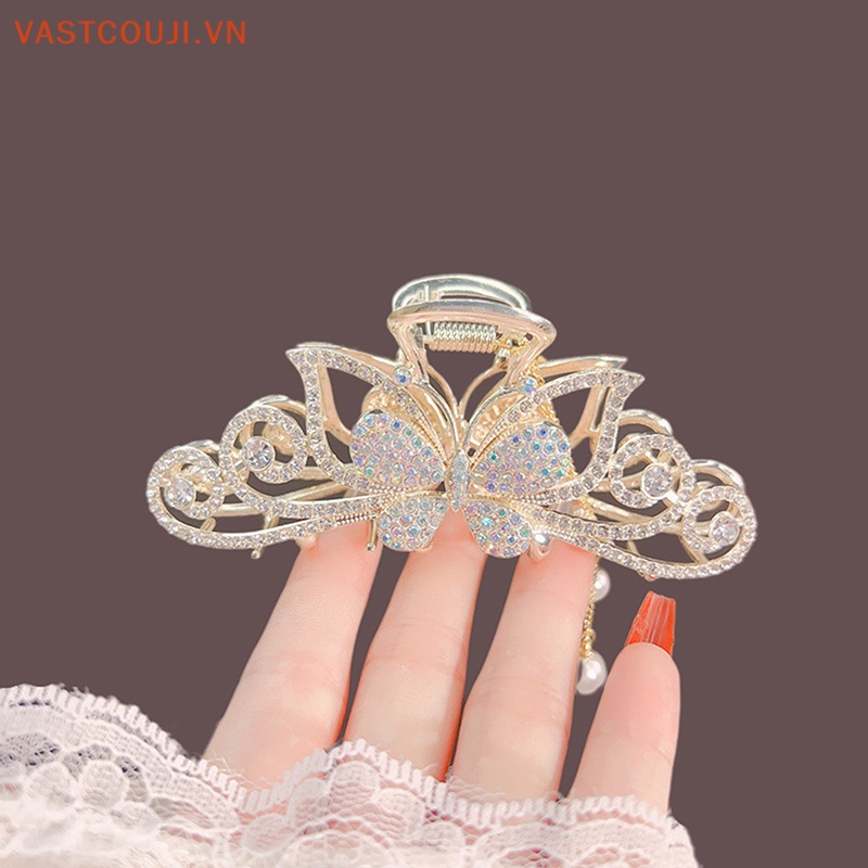 Kẹp Tóc Hình Bướm Rỗng Dát Kim Cương Mưa Thời Trang Cao Cấp Cho Nữ VN