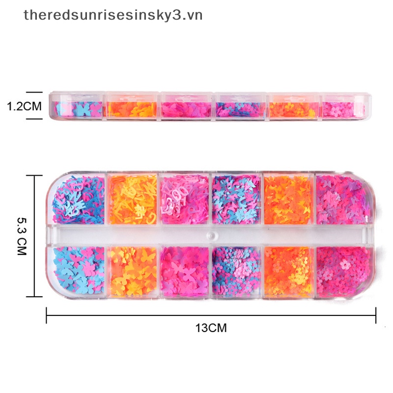 Hộp 12 Ngăn Đựng Hạt Kim Sa 3D Lấp Lánh Trang Trí Móng Tay Nghệ Thuật Thời Trang