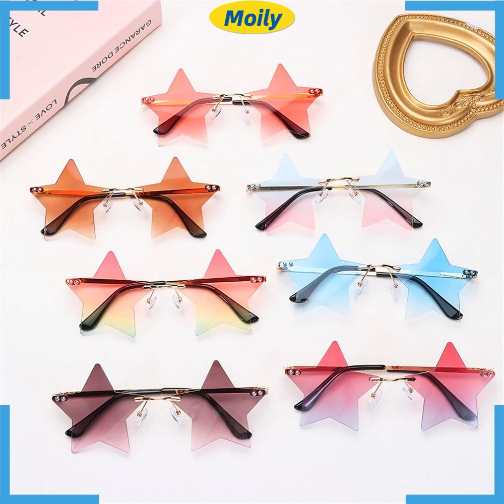 MOILYVN Kính Mát Không Gọng Họa Tiết Ngôi Sao Năm Cánh Phong Cách Giáng Sinh Cho Nam Và Nữ