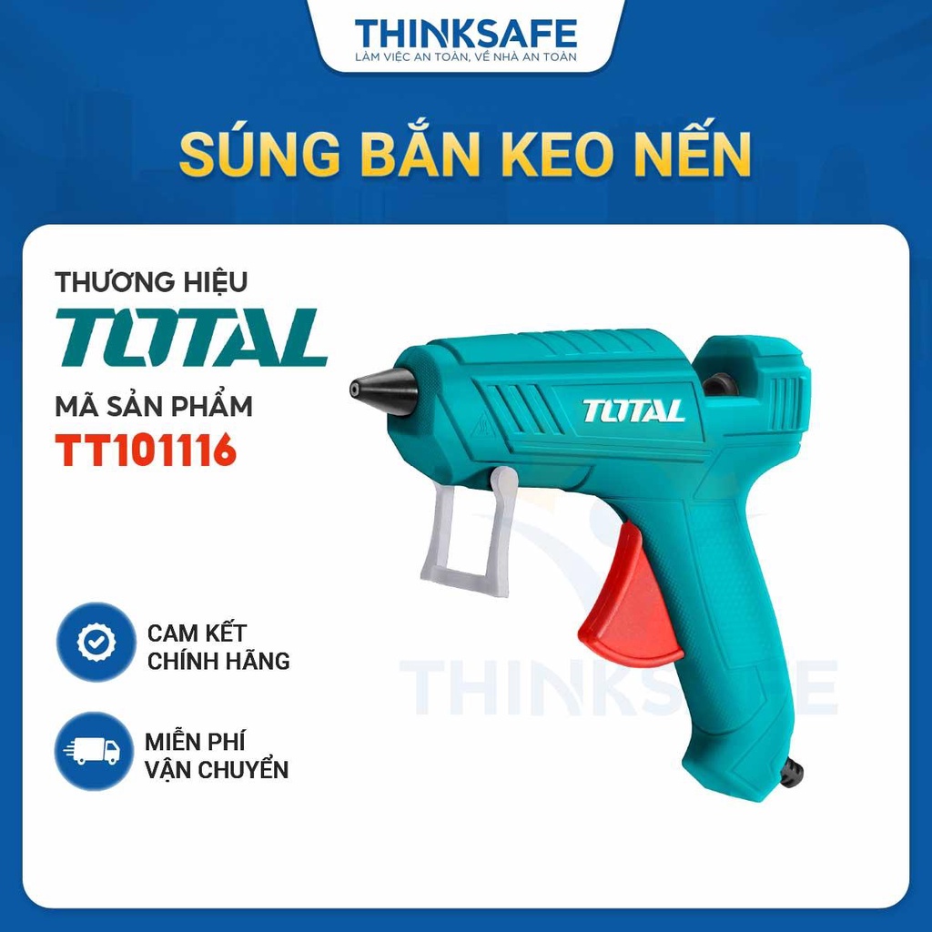 Sung bắn keo nến TOTAL TT101116 Sung bơm keo nhựa điện thế 220-240V, công suất 100W thao tác gắn kết, dán keo nhanh