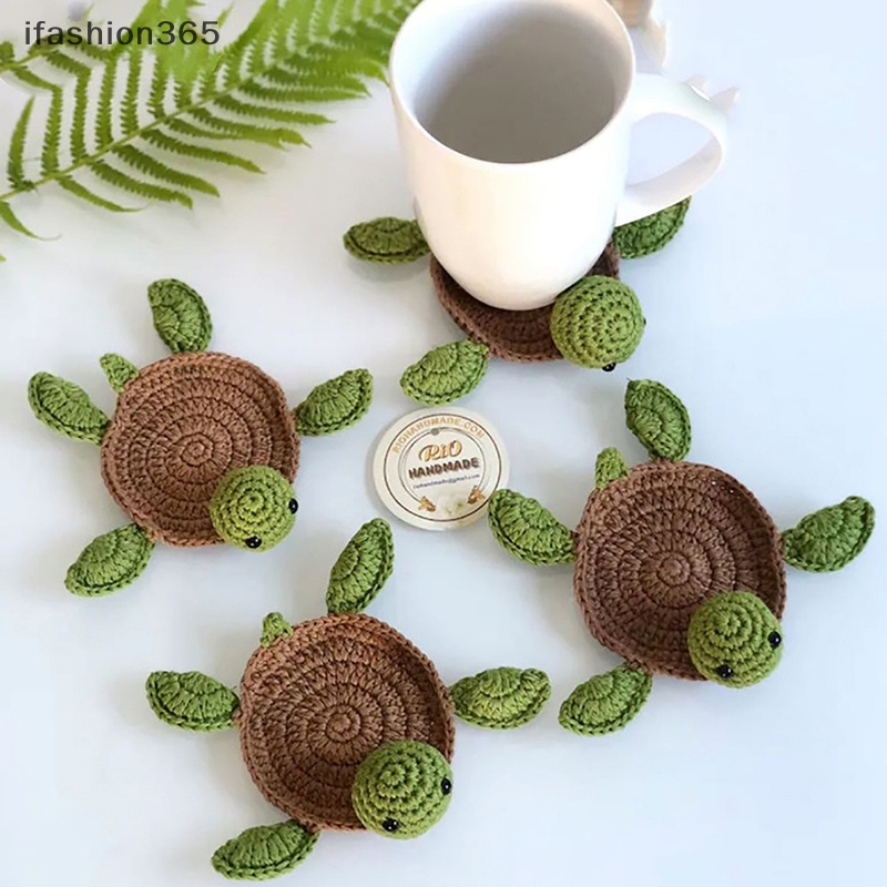 [ifashion365] Đế Lót Cốc Dệt Kim Hình Rùa Dễ Thương Lót Tách Trà Cho Tiệc Halloween